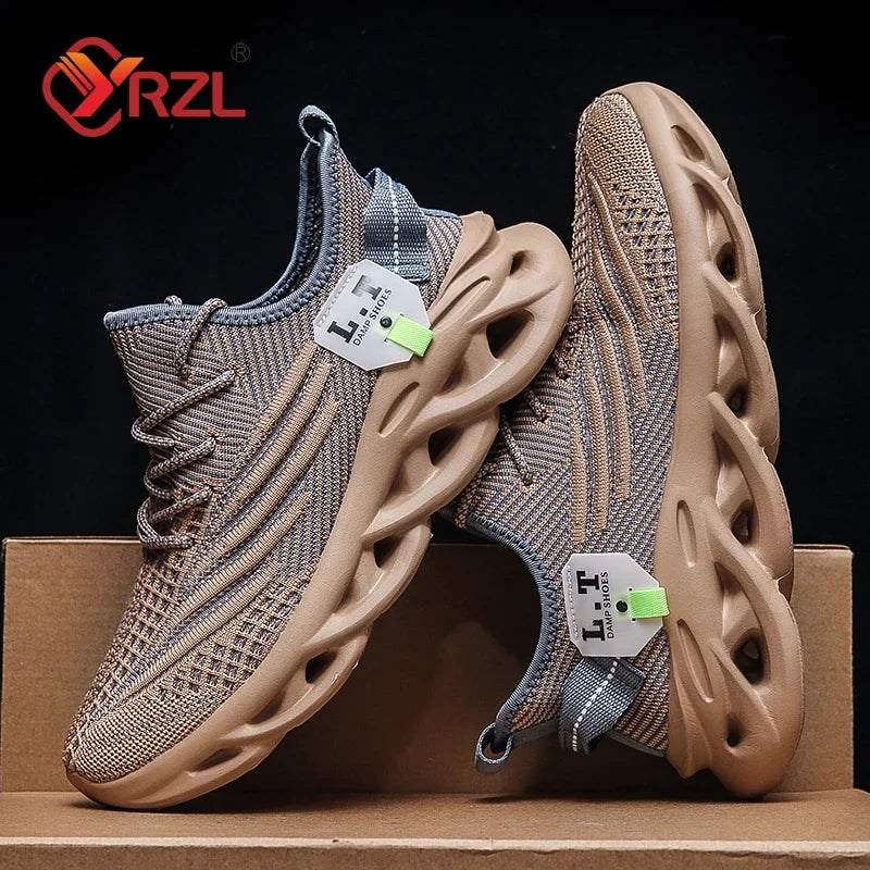 YRZL Men Sports Running Black Jogging Shoes Casual Sneakers Outdoor Breathable