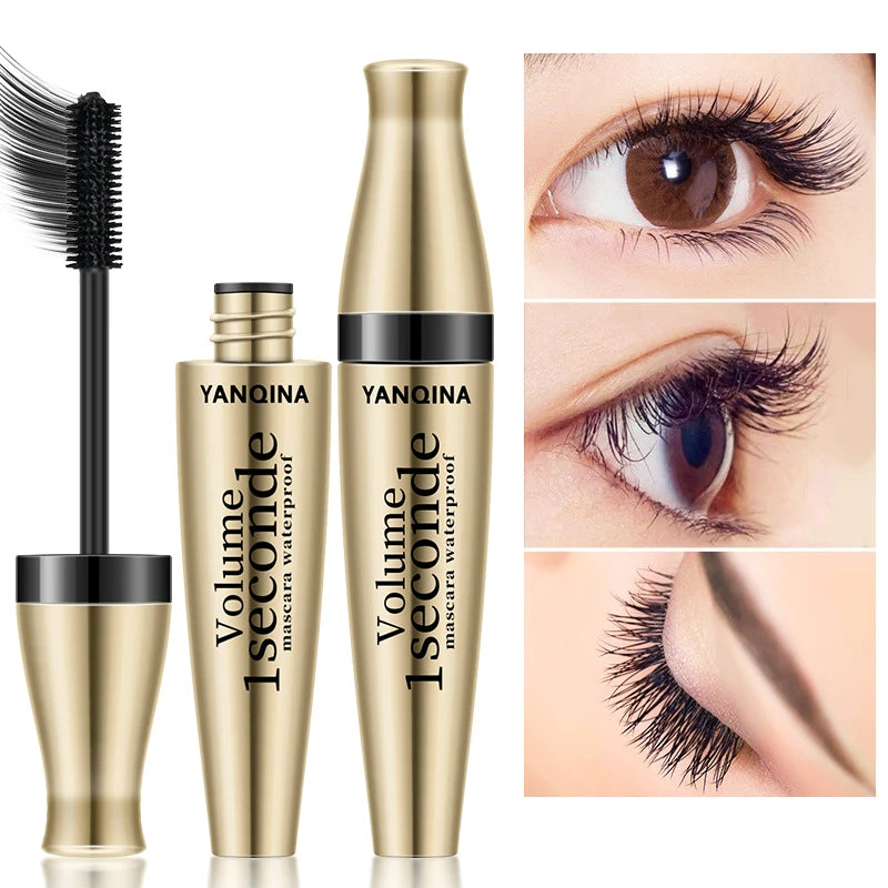 Waterproof Curling Mascara Liquid Fiber Black Eyelashes Brush Long Lasting Natural Eye Makeup