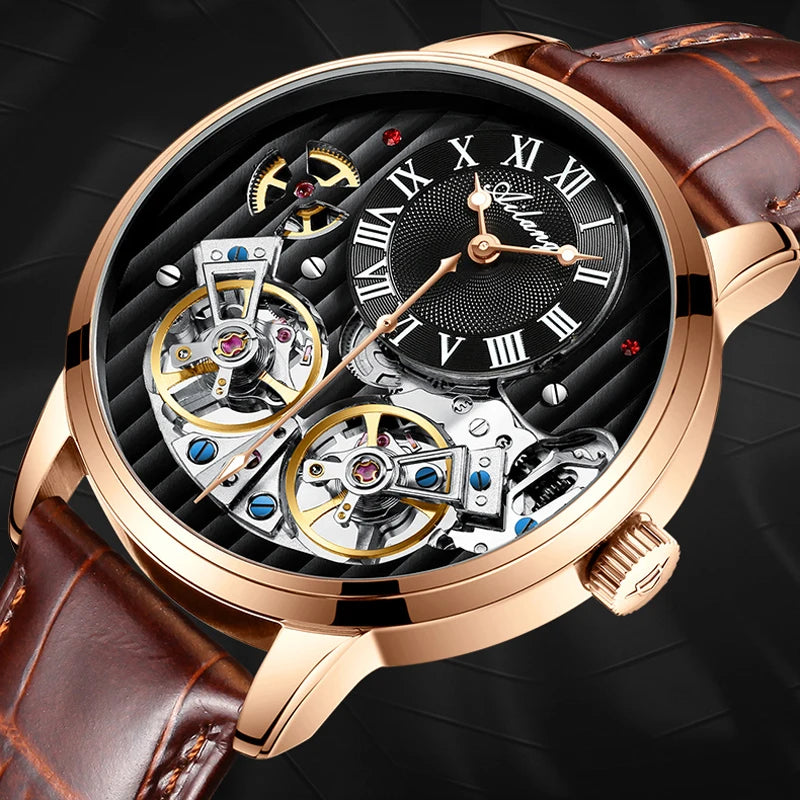 AILANG Top Brand Luxury Watch Men Automatic Luminous Black Clock Men