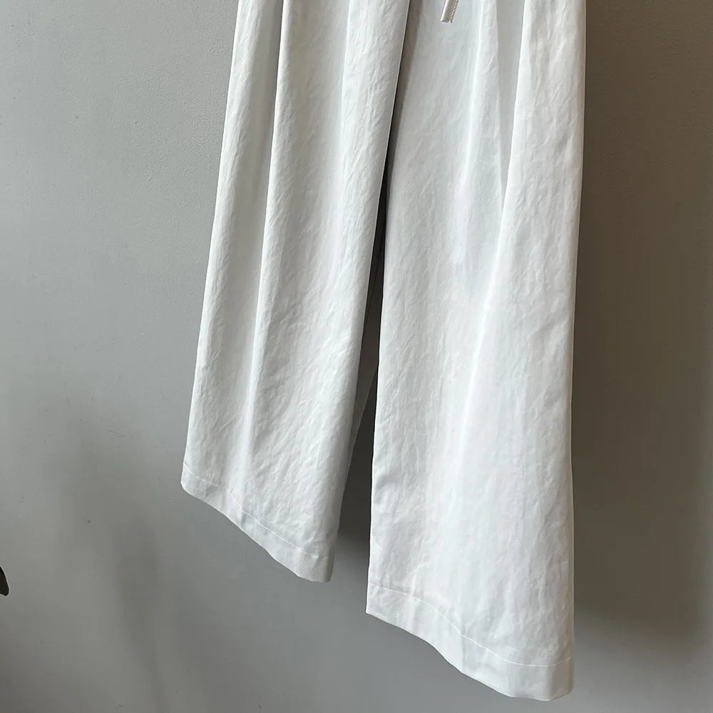 Women Casual Wide Leg High Waist Pants Fashion Clothes Black Brown Pants Female