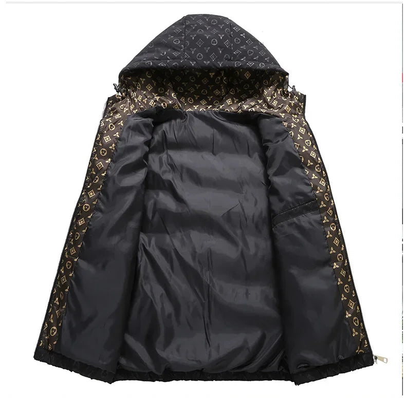 Men Winter Puffer Jacket Cotton Padded Coat Luxury Brand Thick Windproof