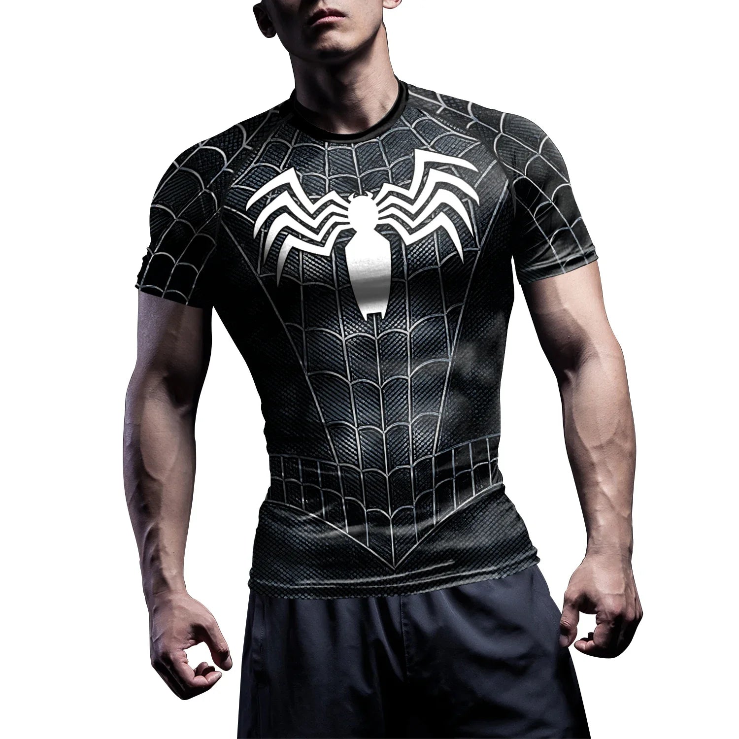Superhero Mens Compression T Shirt Sport Workout 3D Spider Compression Gym Fitness Top