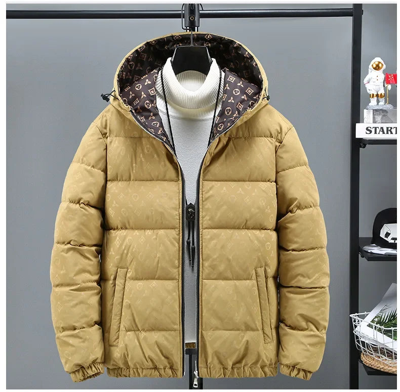 Men Winter Puffer Jacket Cotton Padded Coat Luxury Brand Thick Windproof