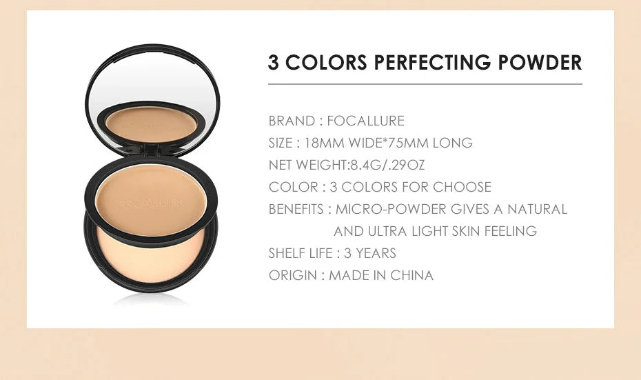 FOCALLURE Make Up Face Powder Brighten Oil-control Nude Makeup Pressed Powder