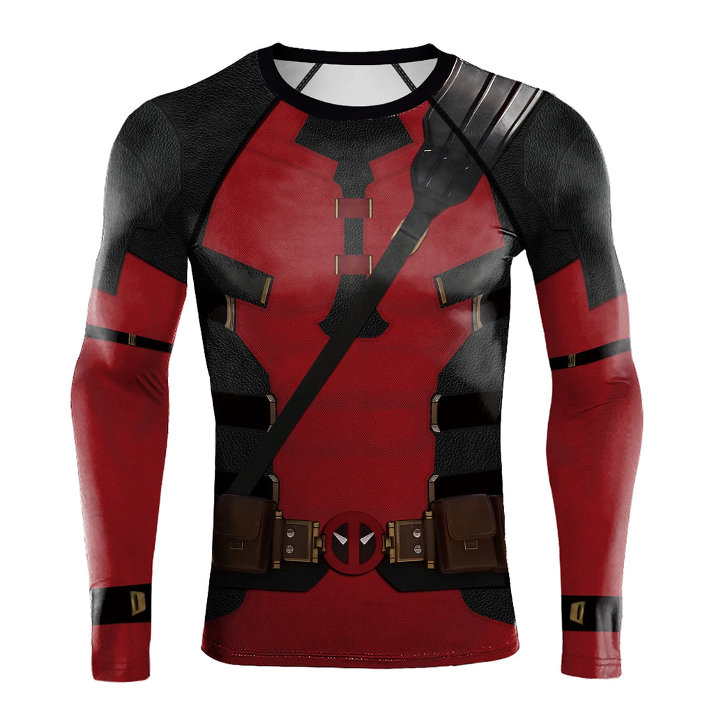 Compression Shirts for Men Long Sleeve of Avengers  Fitness Sportwear