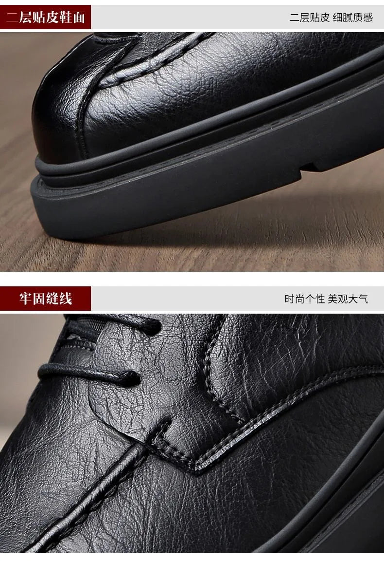 Men's Genuine Leather Shoes Work Boots Business Casual Warm and Comfortable Loafers