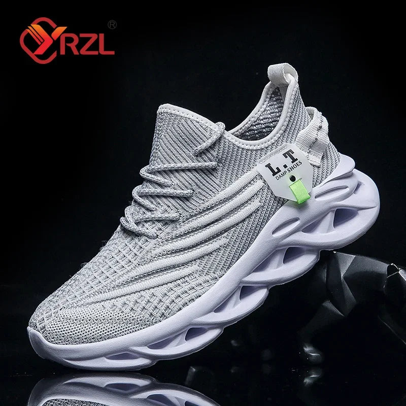 YRZL Men Sports Running Black Jogging Shoes Casual Sneakers Outdoor Breathable
