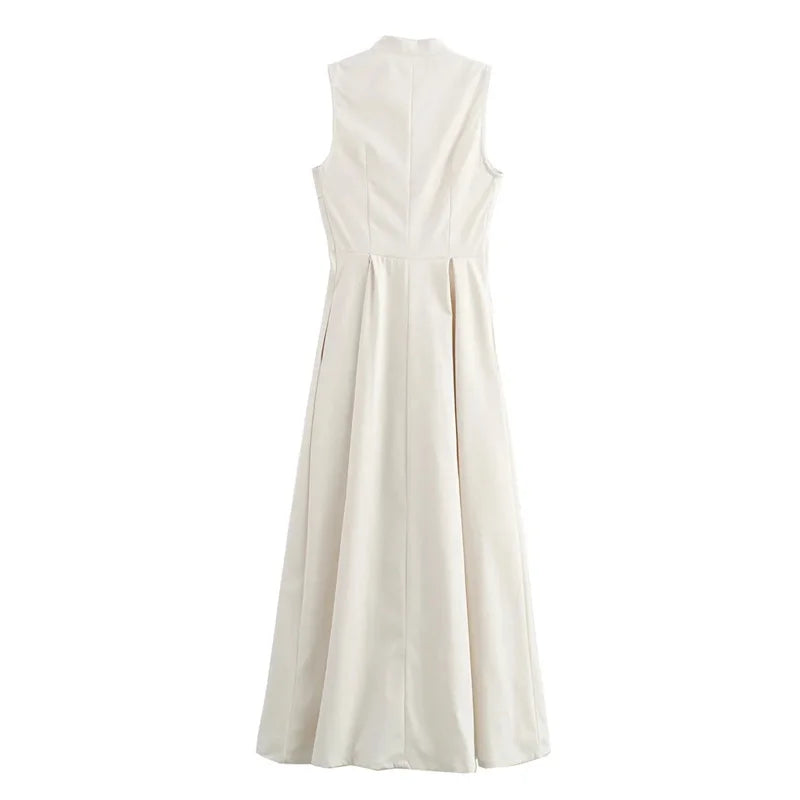 Long Dress Woman Pleated Sleeveless Summer Elegant Party Dresses for Women