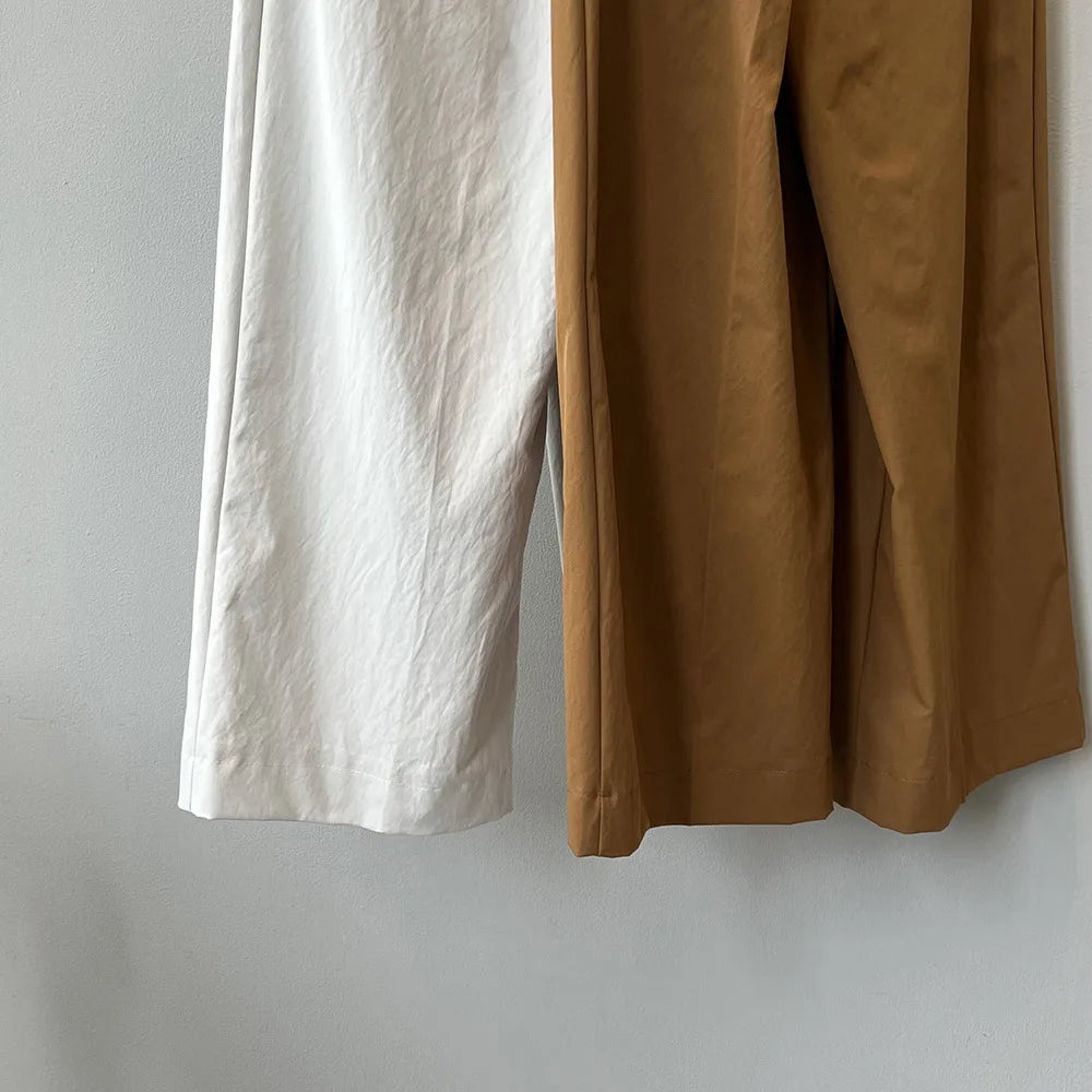 Women Casual Wide Leg High Waist Pants Fashion Clothes Black Brown Pants Female