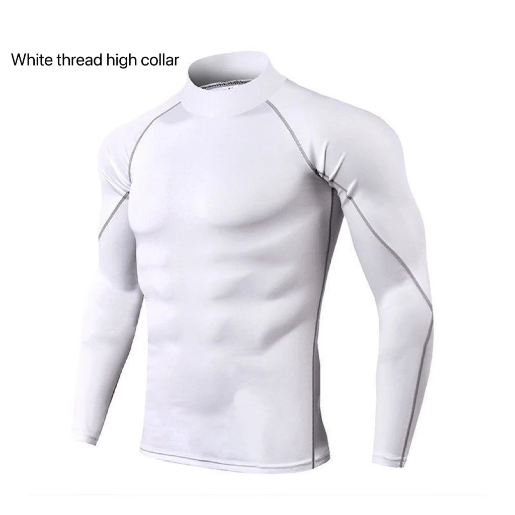 Men's Workout Compression Shirt Quick Dry Running T-shirt Turtleneck Long Sleeve