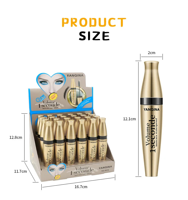 Waterproof Curling Mascara Liquid Fiber Black Eyelashes Brush Long Lasting Natural Eye Makeup