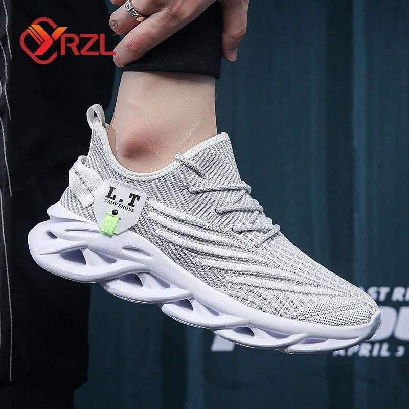 YRZL Men Sports Running Black Jogging Shoes Casual Sneakers Outdoor Breathable